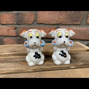 Vintage ceramic dog salt and pepper shakers